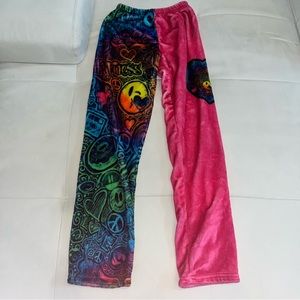 Penelope Wildberry Pink Patterned Fuzzy Pajama Pants